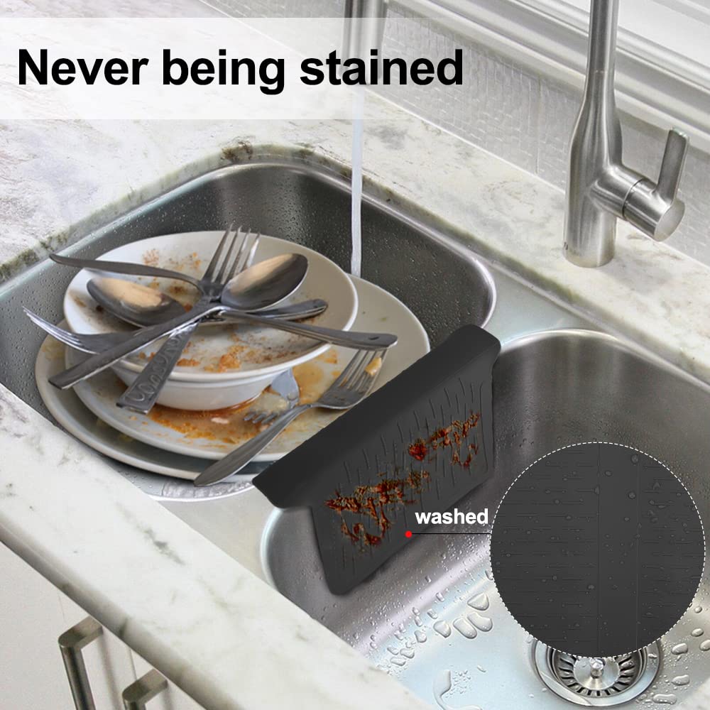 Sink Saddle Ultra Thin Silicone Sink Divider Mat Cukwily Weak Suction Kitchen Sink Protector Super Soft Sink Mat No Odor 12.8'' x 11''