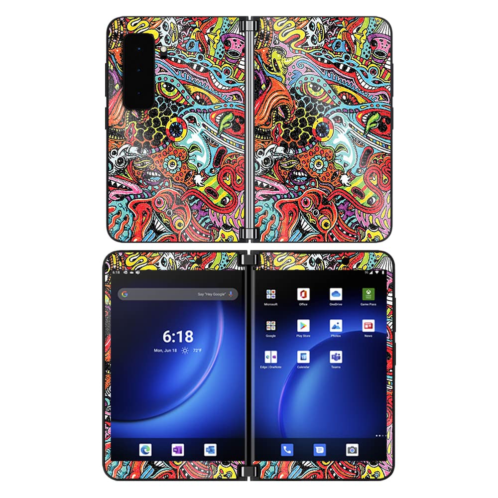 MightySkins Glossy Glitter Skin Compatible with Microsoft Surface Duo 2 - Acid Trippy | Protective, Durable High-Gloss Glitter Finish | Easy to Apply and Change Styles | Made in The USA