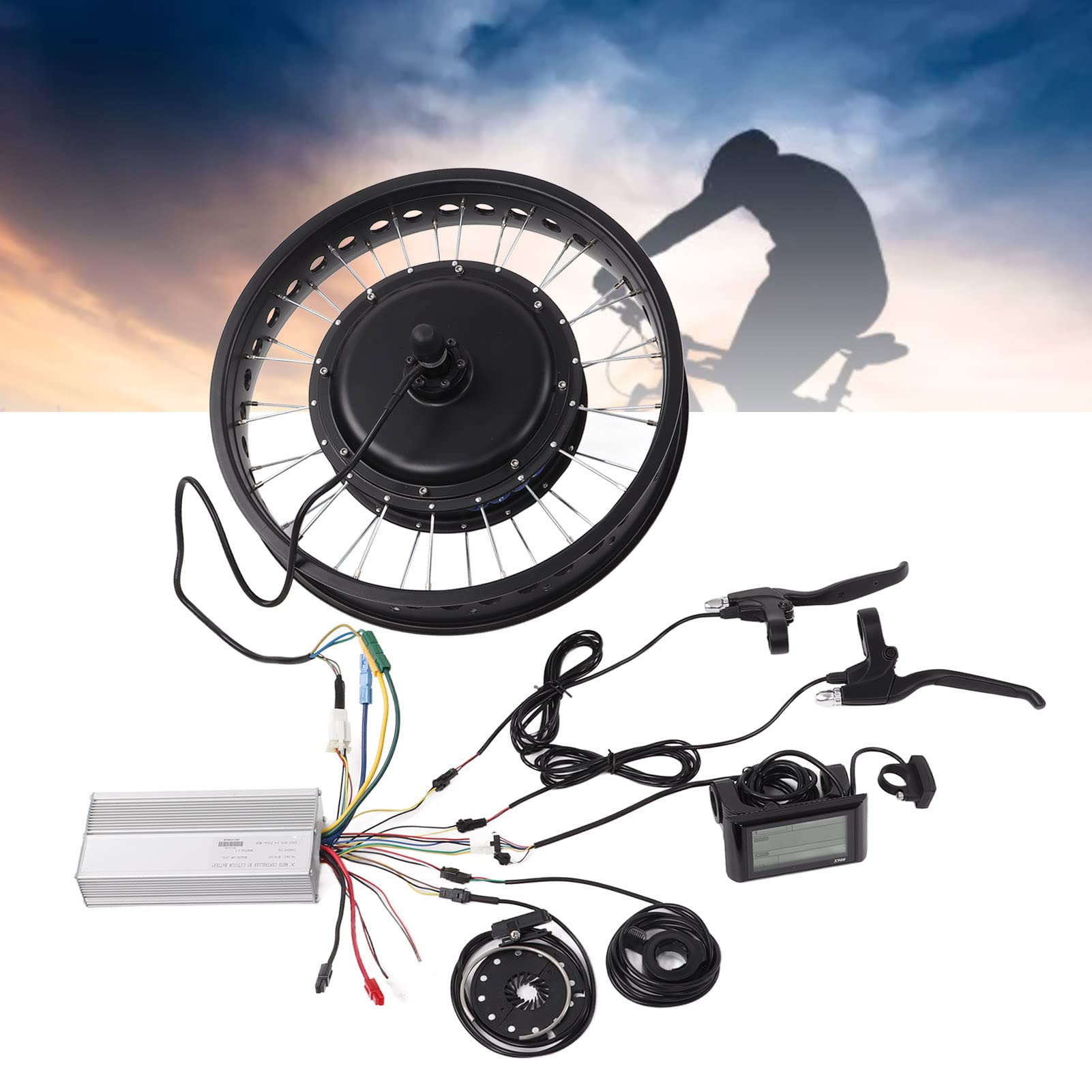 Dilwe Electric Bike Conversion Kit, 1500W Electric Snowmobile Electric Bike Motor Kit with Controller 20 Inch Rear Wheel Waterproof Electric Conversion Kit