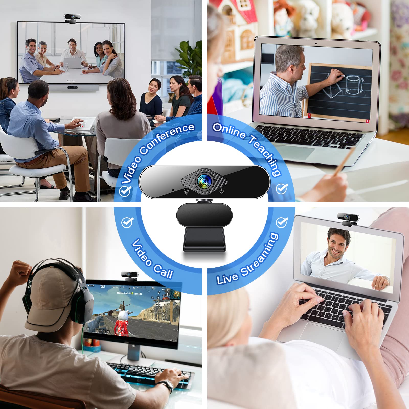 FUMAX 1080P HD Webcam with Microphone, Computer USB Web Camera at 1080P/30fps, 100 Wide Angles View, Plug and Play, Works with Skype, Zoom, FaceTime, Hangouts, PC/Mac/Laptop/MacBook/Tablet