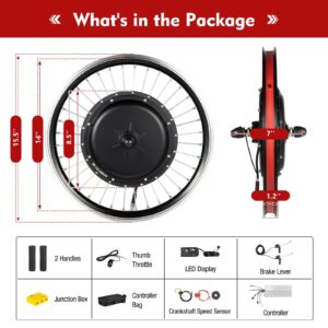 20" Electric Bicycle Front Wheel E-Bike Conversion Kit 48V 1000W Bike Bicycle Cycling Power Hub Motor SW-810 LED Display Intelligent Controller Set (20'' 48V 1000W Front Wheel Kit,)