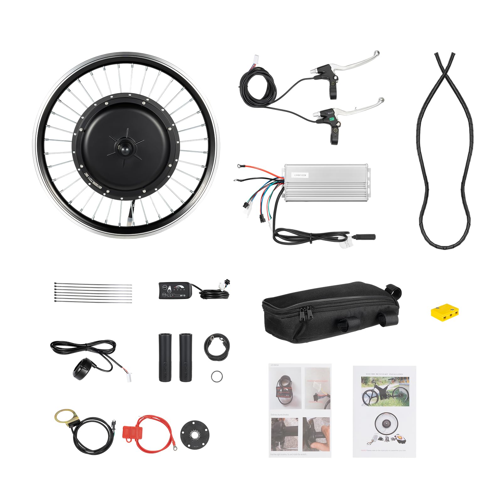 20" Electric Bicycle Front Wheel E-Bike Conversion Kit 48V 1000W Bike Bicycle Cycling Power Hub Motor SW-810 LED Display Intelligent Controller Set (20'' 48V 1000W Front Wheel Kit,)