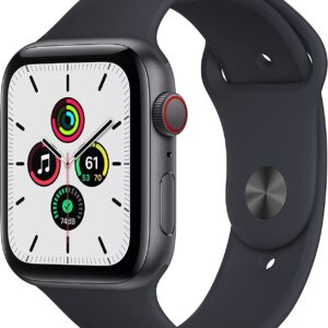 Apple Watch SE (GPS + Cellular, 44mm) Space Gray Aluminum Case with Midnight Sport Band (Renewed)