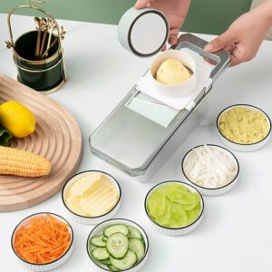 Suuker Mandoline Slicer for Kitchen, Cheese Grater Vegetable Spiralizer and Veggie Slicer for Cooking, Food Slicer, Kitchen Gadgets Organizer Included (6 in 1, Green)