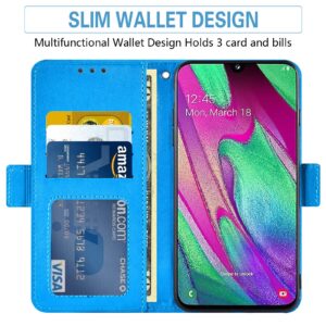 Asuwish Phone Case for Samsung Galaxy A40 with Tempered Glass Screen Protector and Flower Leather Wallet Flip Cover Credit Card Holder Stand Cell Accessories Glaxay A 40 Gaxaly 40A Boys Women Men Blue