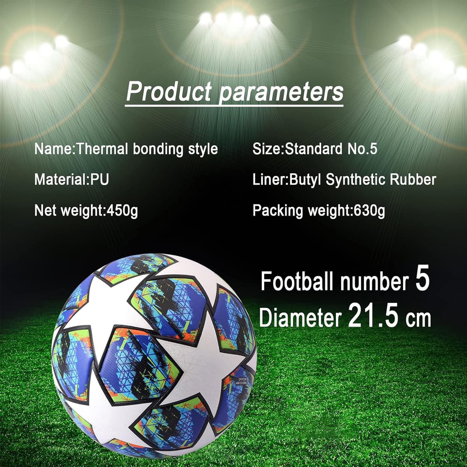 RNNTK 2024 Champions League Football Fans Memorabilia Soccer Regular No. 5 Ball Birthday Present, Size 5