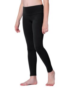 stelle girls athletic leggings kids dance workout running yoga pants with hidden pocket (black, 12-13 years)