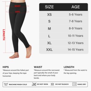 Stelle Girls Athletic Leggings Kids Dance Workout Running Yoga Pants with Hidden Pocket (Black, 12-13 Years)