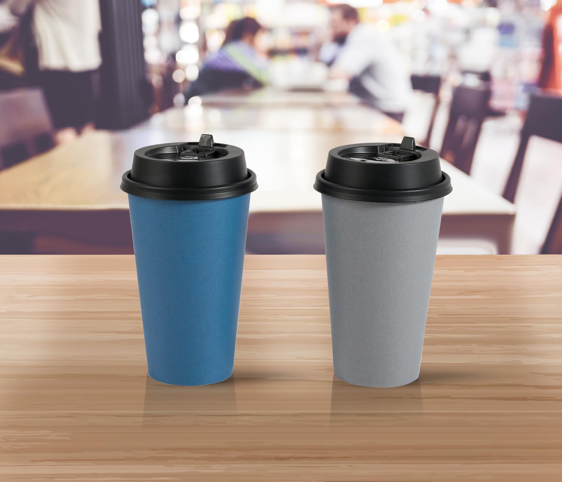 LITOPAK 100 Pack 16 oz Paper Coffee Cups, Disposable Coffee Cups with Lids, Drinking Cups for Coffee, Water, Juice, or Tea. Hot Paper Coffee Cups for Home, Restaurant, Store and Cafe.