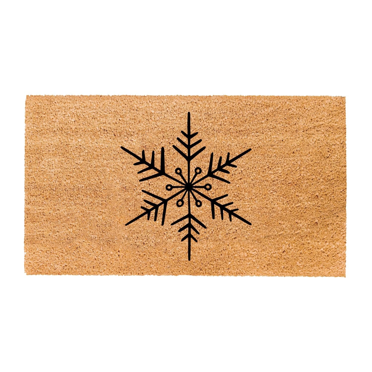 THEODORE MAGNUS Natural Coir Doormat with Non-Slip Backing - 17 x 30 - Outdoor/Indoor - Christmas Door Mat - Christmas - Snowflake - COIR-1730-15-311