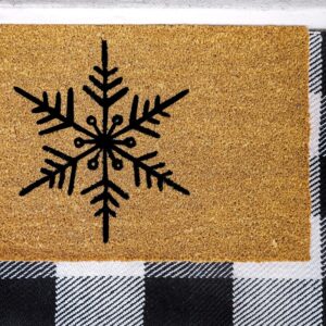 THEODORE MAGNUS Natural Coir Doormat with Non-Slip Backing - 17 x 30 - Outdoor/Indoor - Christmas Door Mat - Christmas - Snowflake - COIR-1730-15-311