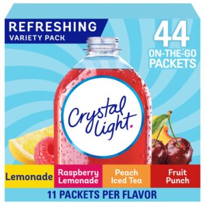 Crystal Light Lemonade, Raspberry Lemonade, Peach iced Tea, & Fruit Punch Powdered Drink Mix Singles Variety Pack (44 ct. On-the-Go Individual Packets)