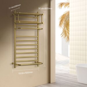 PLPUVO Towel Warmer, Heated Towel Warmer for Bathroom, Wall Mounted Hot Towel Racks with Top Shelf, Stainless Steel Heated Towel Drying Rack (Hardwired)