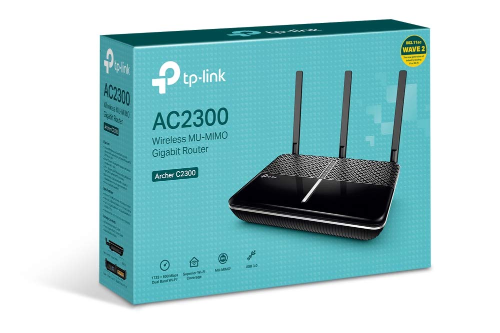 TP-LINK (Archer C2300) AC2300 (600+1625) Wireless Dual Band GB Cable Router, USB 3.0, MU-MIMO (Renewed)