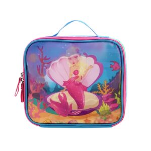 HAPPYSUNNY Mermaid Lunch Box Bag for Girls Kids with 3D Images Changing Pictures Lenticular Hologram Technology Insulated Lunch Bag for Children Preschool Kindergarten and Travel