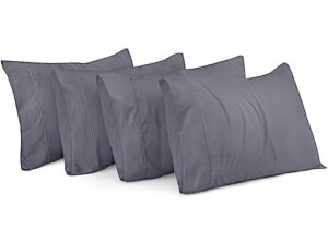 utopia bedding standard pillow cases - 4 pack - envelope closure - soft brushed microfiber fabric - shrinkage and fade resistant pillow cases standard size 20 x 26 inches (standard, grey)