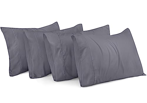 Utopia Bedding Standard Pillow Cases - 4 Pack - Envelope Closure - Soft Brushed Microfiber Fabric - Shrinkage and Fade Resistant Pillow Cases Standard Size 20 X 26 Inches (Standard, Grey)