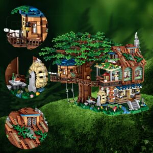 TAMEXI Idea Tree House Bricks Model Toys Set, DIY Forest House Mini Building Blocks Street View Sets, for Teens Boys Girls/Adults Ages 14+ Tree House Display(4761 PCS Tree House)