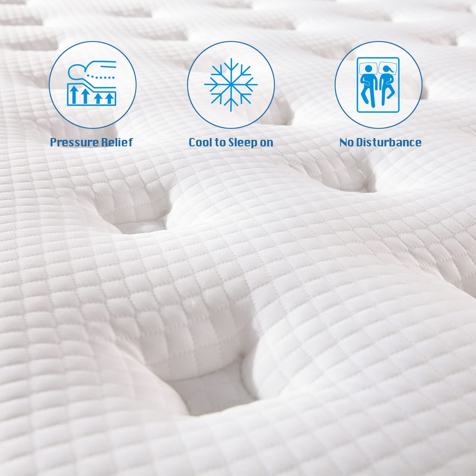 Rimensy Hybrid Mattress in a Box, 10 Inch Gel Memory Foam, Individually Wrapped Pocket Coils Innerspring Mattress, Support & Pressure Relief, Medium Firm Feel, 60"*80"*10"