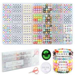 fziivqu 1400pcs 6 colors 4x7mm letter beads for bracelets making kit alphabet beads for jewelry making with number heart beads friendship bracelet kit