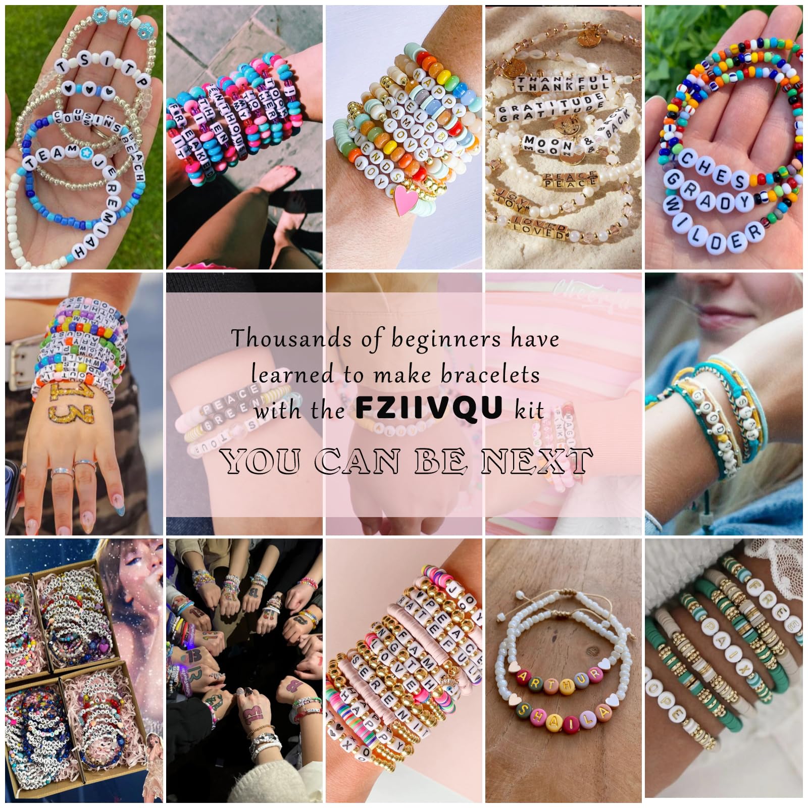 FZIIVQU 1400pcs 6 Colors 4x7mm Letter Beads for Bracelets Making Kit Alphabet Beads for Jewelry Making with Number Heart Beads Friendship Bracelet Kit