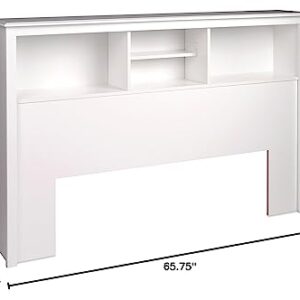 Prepac Full Mate's Platform Storage Bed with 6 Drawers and Stylish Full/Queen Headboard with 3 Compartments, White