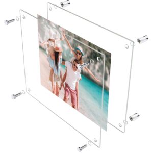 Ludery 11x14 Clear Acrylic Wall Mount Floating Frameless Picture Frame, Frameless Photo Frame Panel For Degree Certificat, Artwork,Family Portraits(Full Frame is 13x16)-1Pack