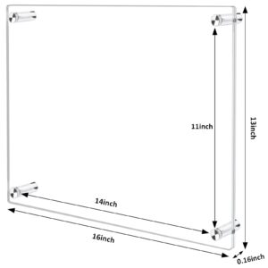 Ludery 11x14 Clear Acrylic Wall Mount Floating Frameless Picture Frame, Frameless Photo Frame Panel For Degree Certificat, Artwork,Family Portraits(Full Frame is 13x16)-1Pack