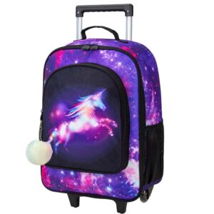 klfvb kids suitcase for girls, cute unicorn rolling wheels luggage for toddler, children travel carry on suitcase
