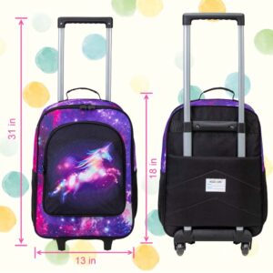 KLFVB Kids Suitcase for Girls, Cute Unicorn Rolling Wheels Luggage for Toddler, Children Travel Carry on Suitcase