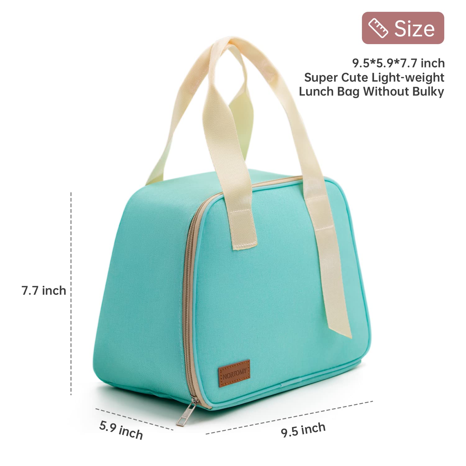 NORTOMY Insulated Lunch Bag for Women Men,Waterproof Cooler Lovely Canvas Lunch Bags for Women,Perfect size Reusable lunch bag for lunch box for Work Picnic