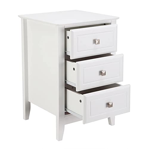 Bonnlo Upgraded White Night stands for Bedrooms Set of 2, Modern Nightstand with 3 Drawers, Wooden Bed Side Table/Night Stand for Small Spaces, College Dorm, Kids’ Room, Living Room, 16W x 16D x 24H