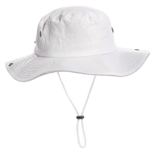 Men and Women Fishing Hat and Safari Cap Wide Brim Boonie Hat Bucket Hats with Sun Protection for Big Head XL White