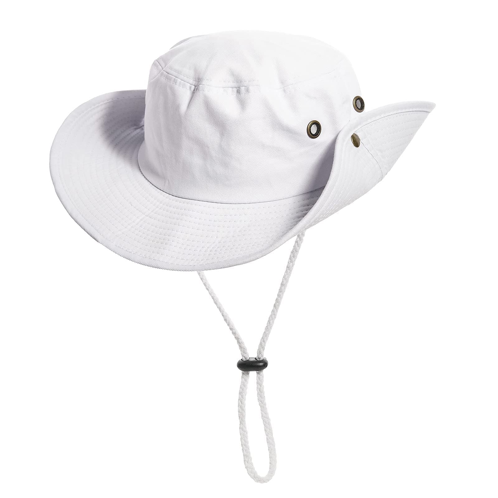 Men and Women Fishing Hat and Safari Cap Wide Brim Boonie Hat Bucket Hats with Sun Protection for Big Head XL White