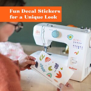 The Believe Beginner Sewing Machine by American Home Makes Sewing for Beginners Easy on Portable Small Sewing Machine with 12 Built-In Stitches, Automatic Stitch Control Plus Fun Decals, AH600