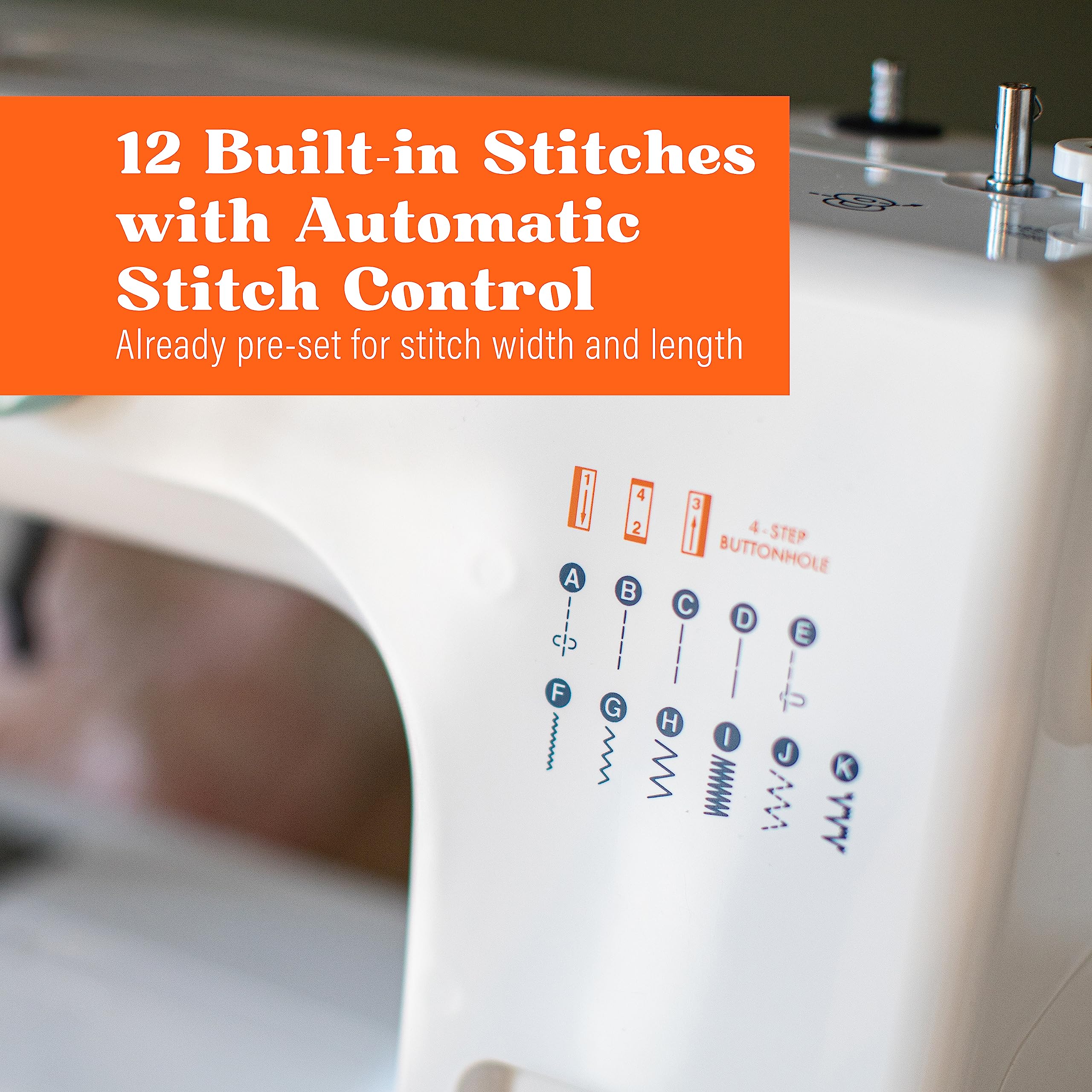 The Believe Beginner Sewing Machine by American Home Makes Sewing for Beginners Easy on Portable Small Sewing Machine with 12 Built-In Stitches, Automatic Stitch Control Plus Fun Decals, AH600