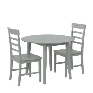 novogratz brooks 3-piece wood dining set with double drop leaf, gray