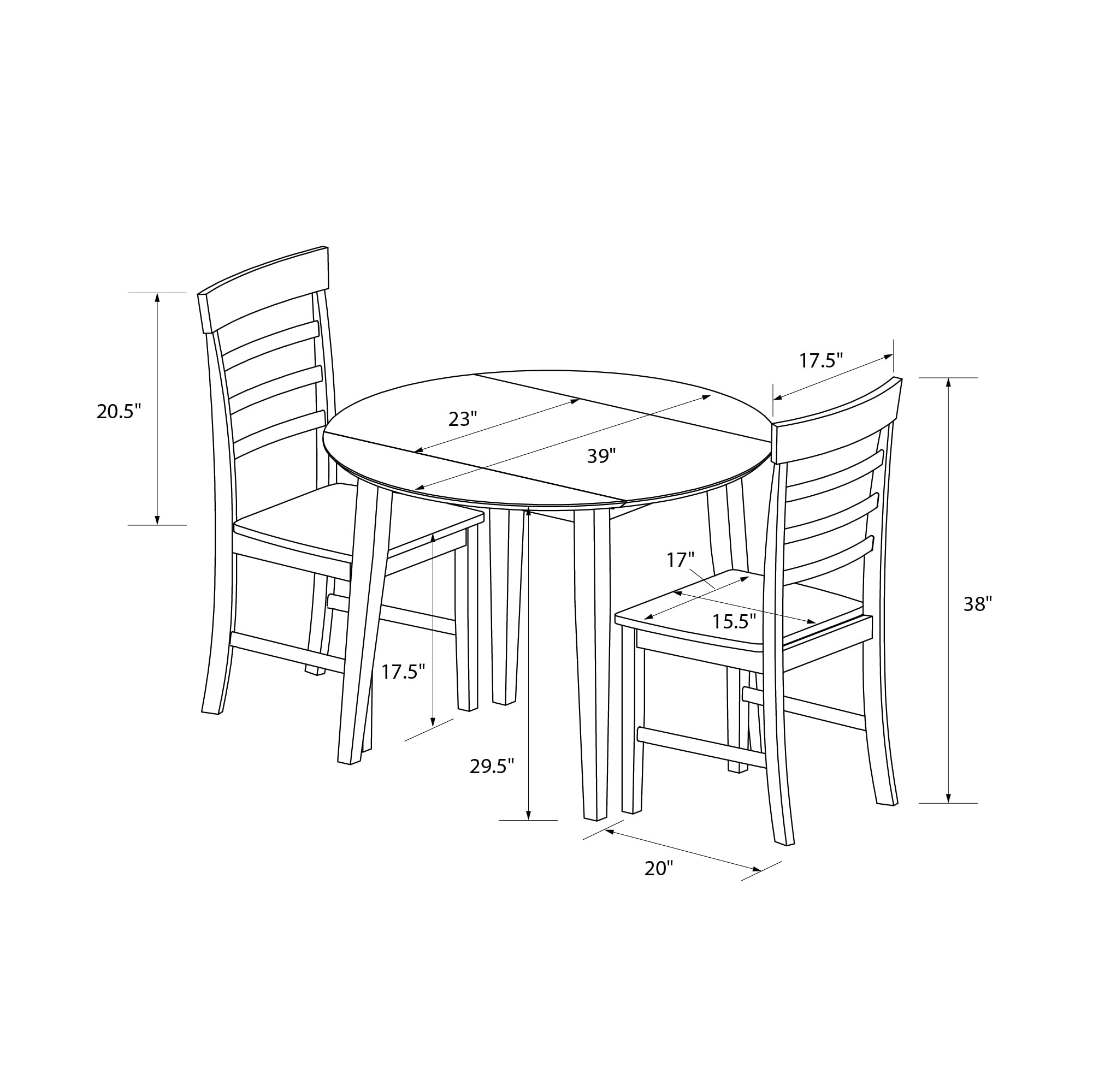 Novogratz Brooks 3-Piece Wood Dining Set with Double Drop Leaf, Gray