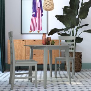 Novogratz Brooks 3-Piece Wood Dining Set with Double Drop Leaf, Gray