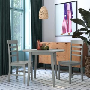 Novogratz Brooks 3-Piece Wood Dining Set with Double Drop Leaf, Gray