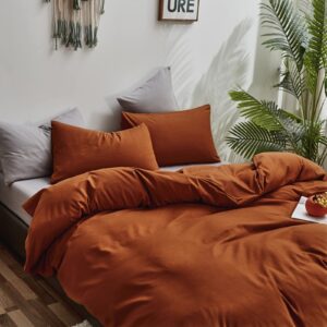 CLOTHKNOW Burnt Orange Comforter Set Full 3Pcs Terracotta Bedding Comforter Sets Rust Comforter Full Size Soft Caramel Full Size Comforter Sets