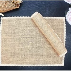 meditroia Burlap Placemats Jute Rustic Tablemats Table Decor Ladder Lace Look & One of Life's Little Home Luxuries for Christmas, Thanksgiving Day, Parties, Weddings, New Year, BBQ's, Holidays