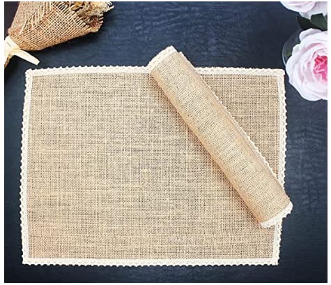 meditroia Burlap Placemats Jute Rustic Tablemats Table Decor Ladder Lace Look & One of Life's Little Home Luxuries for Christmas, Thanksgiving Day, Parties, Weddings, New Year, BBQ's, Holidays