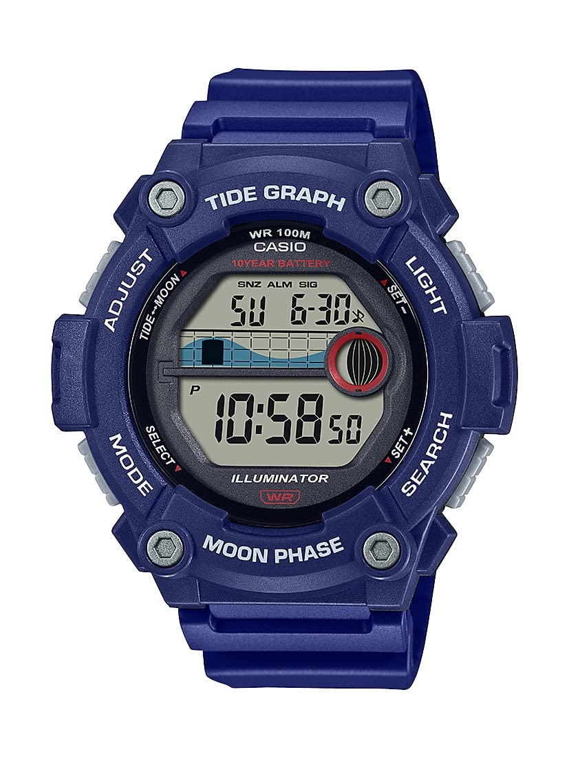 Casio Tide Graph Moon Phase Men's Sports Watch w/Illuminator (Model WS-1300H-2AV Blue)