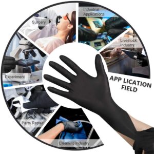 CHGD Nitrile Black Disposable Gloves 100 Count, 6mil Latex Free Textured Exam Gloves For Industrial & Household X-Large