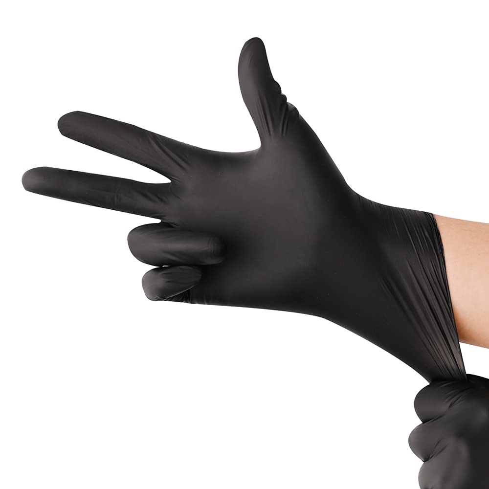 CHGD Nitrile Black Disposable Gloves 100 Count, 6mil Latex Free Textured Exam Gloves For Industrial & Household X-Large