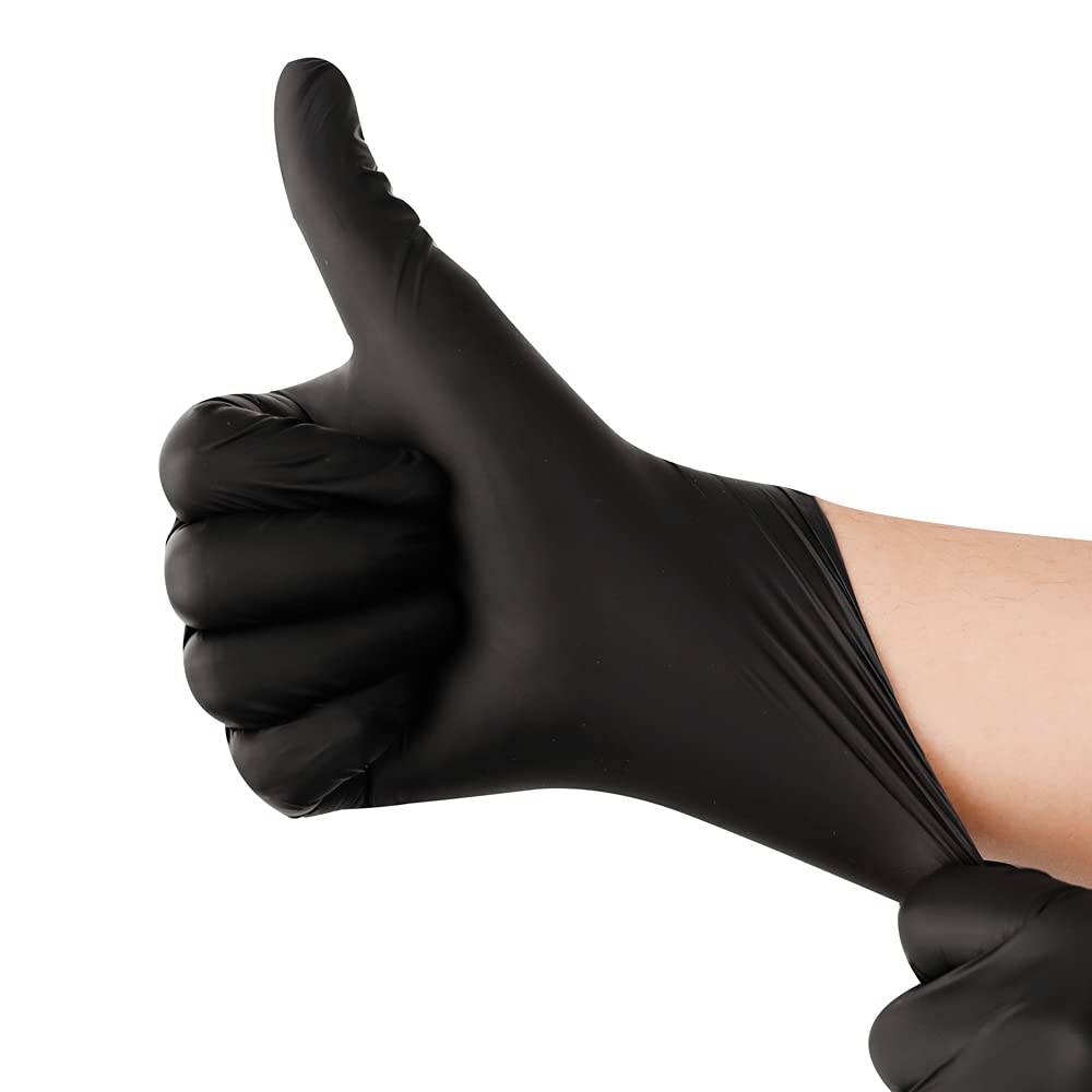 CHGD Nitrile Black Disposable Gloves 100 Count, 6mil Latex Free Textured Exam Gloves For Industrial & Household X-Large