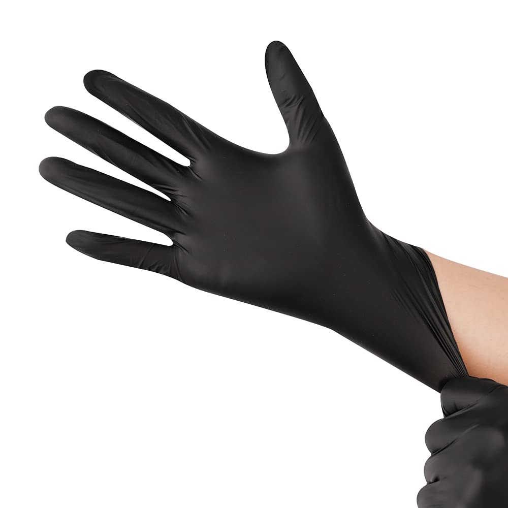 CHGD Nitrile Black Disposable Gloves 100 Count, 6mil Latex Free Textured Exam Gloves For Industrial & Household X-Large