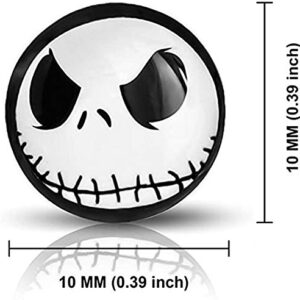 2 Pairs Set Halloween Stud Stainless Steel Jack Skellington Cut-Out Round Circle Button Stud Piercing Jewelry with Jack Skellington Face Post Earrings Add Horror Halloween Atmosphere for Men Unisex(A)