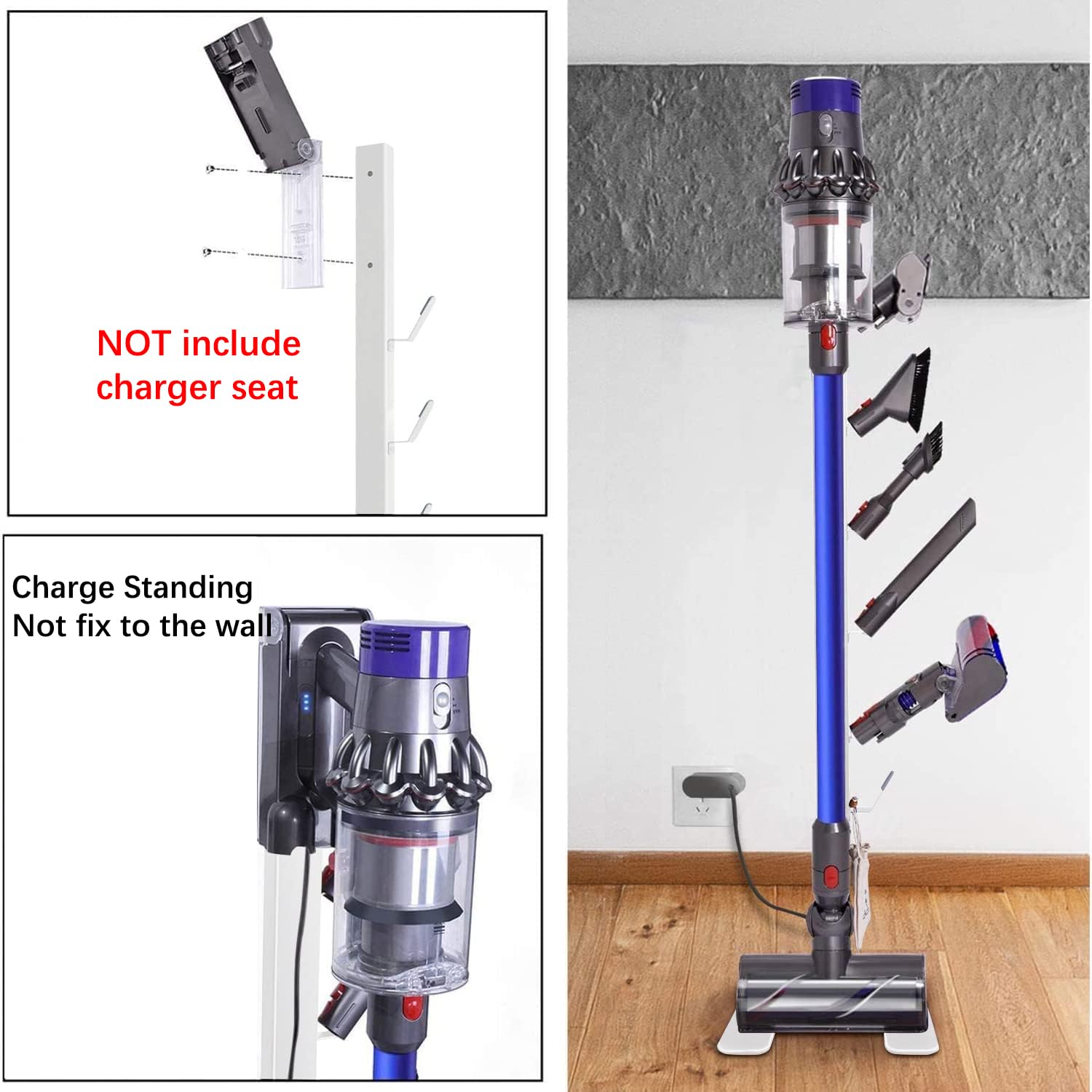 XIGOO Storage-Stand-Docking-Station-Holder Compatible with V15 Detect V11 V10 V8 V7 V6 Cordless Vacuum Cleaners, Stable Metal Organizer Rack(White, 5 Hooks)